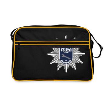 Ihr Klempner. Schneller als die Polizei. Geschenk. - Retro Tasche - Schwarz/Gold - Vorne