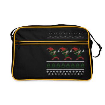 Christmas Elf Ugly Shirt - Retro Tasche - Schwarz/Gold - Vorne
