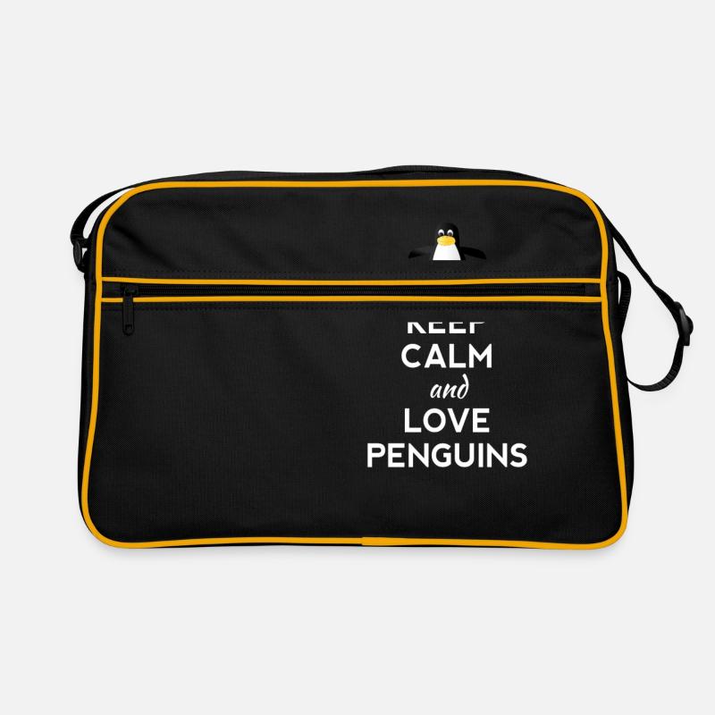 keep calm love Pinguine Linux nerd computer cpu lo - Retro Tasche - Schwarz/Gold