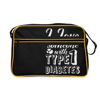 Shirt für Diabetiker typ 1 - Retro Tasche - Schwarz/Gold - Vorne