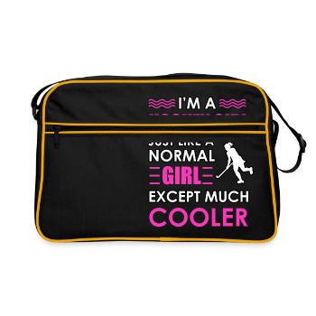 Je suis une fille de hockey jouant comme une fille normale - Sac Retro - noir/or - Devant