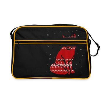 Christmas fox - knitting effect - Retro Bag - black/gold - Front