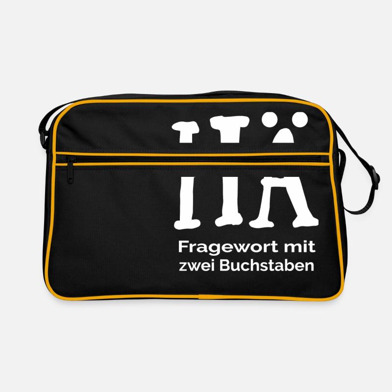 HÄ? Fragewort mit zwei Buchstaben! - Retro Tasche - Schwarz/Gold