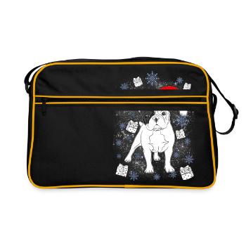 Cadeau de Noël de Santa bouledogue Français - Sac Retro - noir/or - Devant