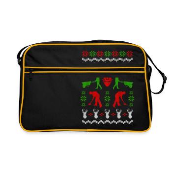 Travailleur de la construction pelle noël vilain - Sac Retro - noir/or - Devant