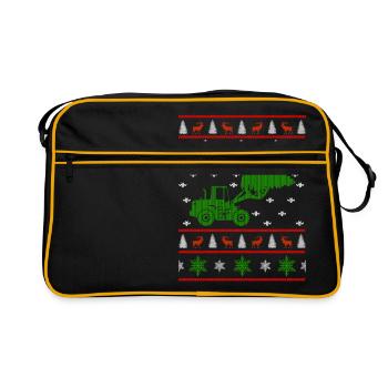 excavator ugly christmas jumper - Retro Tasche - Schwarz/Gold - Vorne