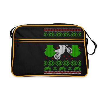 dirtbike motorcross ugly christmas - Retro Tasche - Schwarz/Gold - Vorne