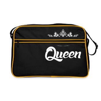 Queen T Shirt - Partnerlook - Geschenk - Retro Tasche - Schwarz/Gold - Vorne