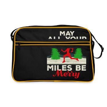 May all your Miles Be Merry Running Gift Gift - Retro Bag - black/gold - Front