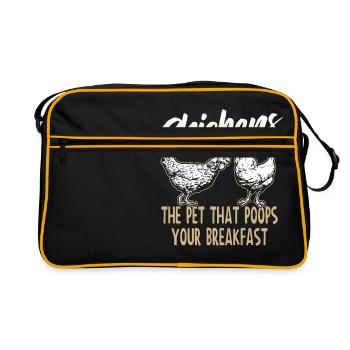 Poulets MERDE Votre petit T-shirt Cadeau - Sac Retro - noir/or - Devant