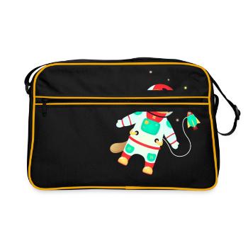 Otter Cosmonaut Suit - Otter Space - Retro Tasche - Schwarz/Gold - Vorne