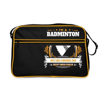 Badminton Dad Shirt Gift Idea - Retro Bag - black/gold - Front