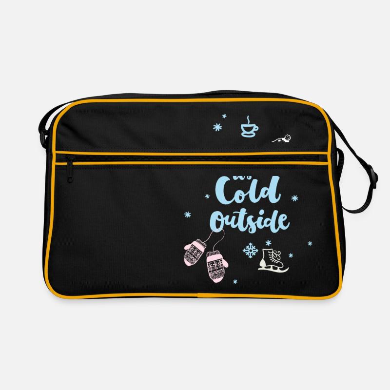 cold baby Spruch Winter Eis Schlittschuh Schnee - Retro Tasche - Schwarz/Gold
