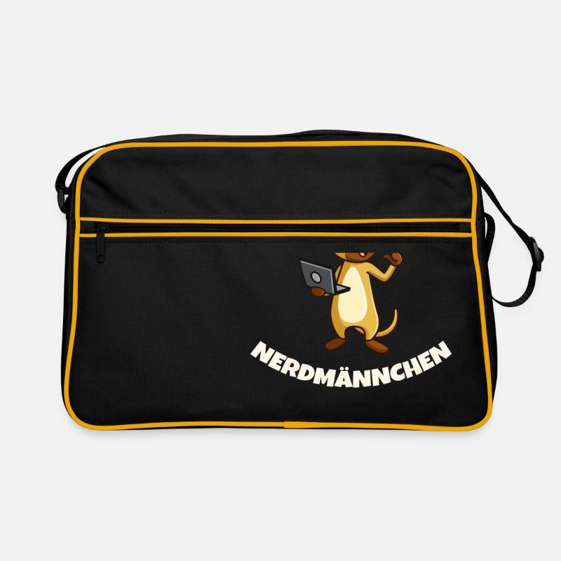 Nerd Erdmännchen mit Brille und Notebook Geschenk Retro Tasche