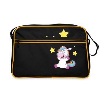 Einhorn - Retro Tasche - Schwarz/Gold - Vorne