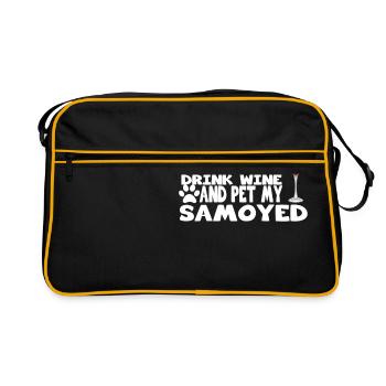 boire du vin et caresser mon Samoyed - Sac Retro - noir/or - Devant