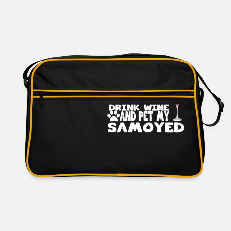 drink wine and pet my samoyed Retro Tasche