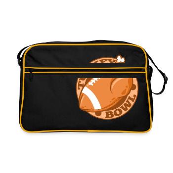 Truthahn-Schüssel-amerikanischer Fußball Erntedank - Retro Tasche - Schwarz/Gold - Vorne