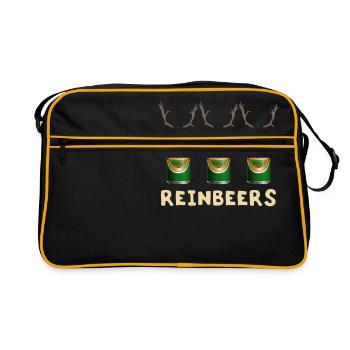 Reinbeers Drôles de canettes de bière Renne Noël - Sac Retro - noir/or - Devant
