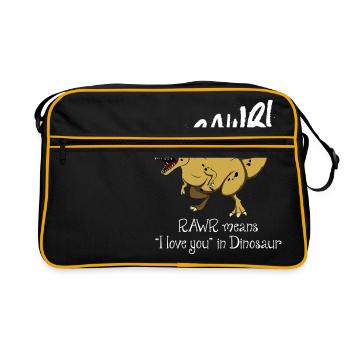 Rawr signifie « Je t'aime » dans le langage des dinosaures - Sac Retro - noir/or - Devant