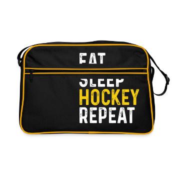 Eat Sleep Hockey Repeat - Retro Tasche - Schwarz/Gold - Vorne