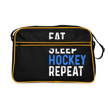 Eat Sleep Hockey Repeat - Retro Tasche - Schwarz/Gold - Vorne