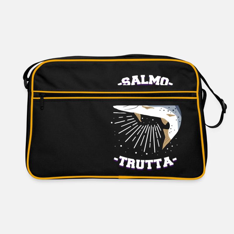 Latein Forelle Angler Geschenk - Retro Tasche - Schwarz/Gold