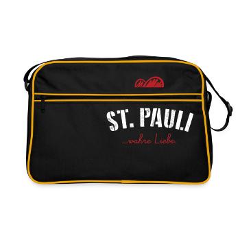 St. Pauli Reeperbahn T-Shirt - Retro Tasche - Schwarz/Gold - Vorne