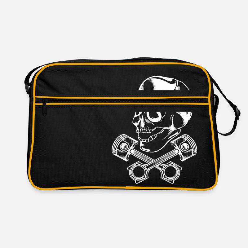 skull piston white Retro Tasche