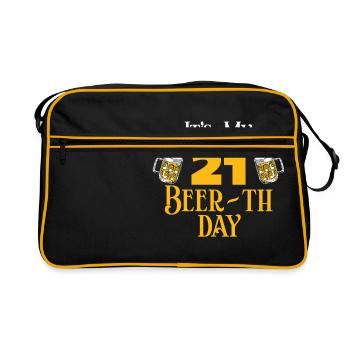 21 21. Geburtstag Geschenk Bier Beer Geschenkidee - Retro Tasche - Schwarz/Gold - Vorne