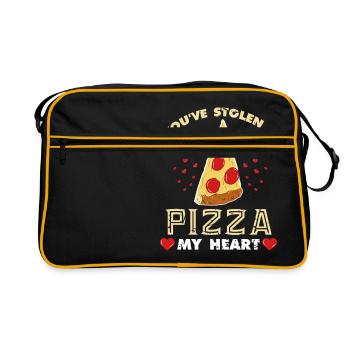 Pizza heart Valentines day gift love couple - Retro Bag - black/gold - Front
