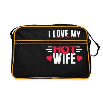 Ich liebe meine heiße Frau - Retro Tasche - Schwarz/Gold - Vorne