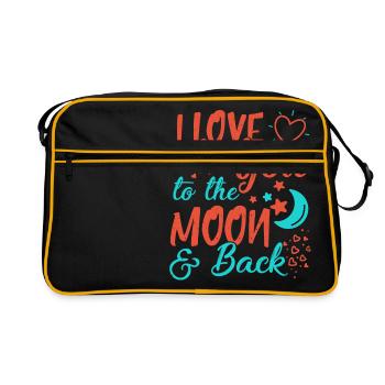 Ich liebe dich zum Mond und zurück - Retro Tasche - Schwarz/Gold - Vorne