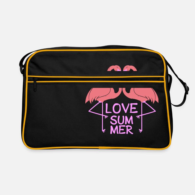 Flamingo Love Summer - Retro Tasche - Schwarz/Gold