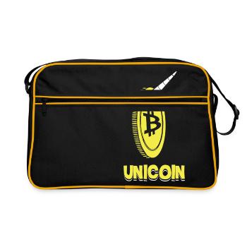 Unicoin Funny Bitcoin Unicorn Blockchain Monnaie - Sac Retro - noir/or - Devant