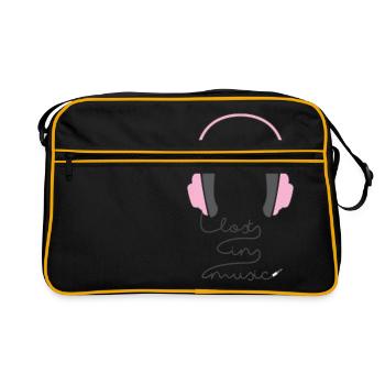 Lost in Musique - Musique - Cadeau - Chanteur - Son - Sac Retro - noir/or - Devant