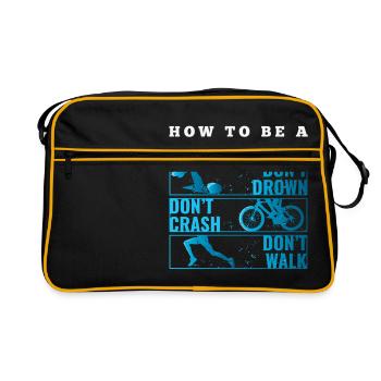 Triathlon Tshirt Geschenk Evolution Männer - Retro Tasche - Schwarz/Gold - Vorne