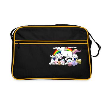 Unicorn easter bunny Easter eggs - Retro Bag - black/gold - Front