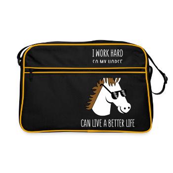 Pferdewirt - Pferd - Arbeit - Reiterhof - Stall - Retro Tasche - Schwarz/Gold - Vorne
