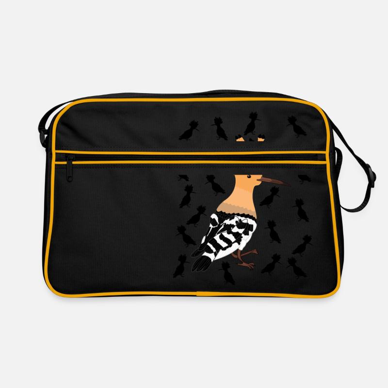 Wiedehopf Vogel - Retro Tasche - Schwarz/Gold