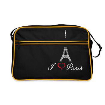 Ich liebe Paris Eiffelturm Frankreich Französisch Stolz Cool - Retro Tasche - Schwarz/Gold - Vorne
