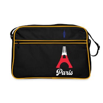 Paris France Drapeau Couleur Tour Eiffel Français - Sac Retro - noir/or - Devant