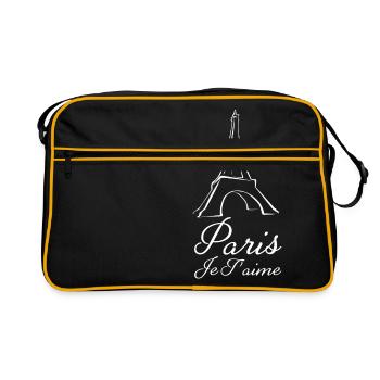 Paris Je T'aime Ich liebe Paris Eiffelturm Frankreich - Retro Tasche - Schwarz/Gold - Vorne