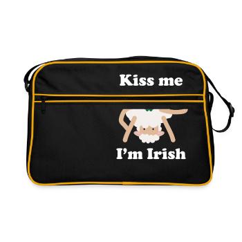 Embrasse-moi Im Sheep Irish Sheep drôle St Patricks Day Pun - Sac Retro - noir/or - Devant