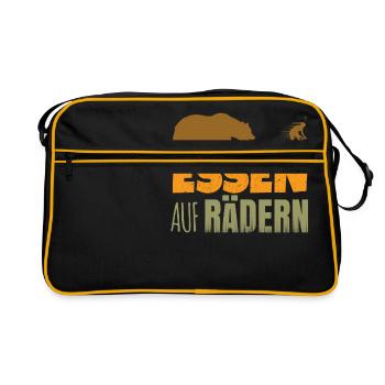Essen auf Rädern - Retro Tasche - Schwarz/Gold - Vorne