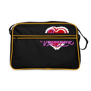 Magasin Be My Valentine coeur rouge Conception cadeau - Sac Retro - noir/or - Devant