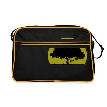 Femme à bascule au coucher du soleil - Sac Retro - noir/or - Devant