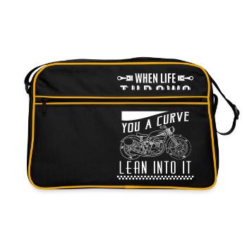 When life throws you a curve lean into it - biker - Retro Tasche - Schwarz/Gold - Vorne
