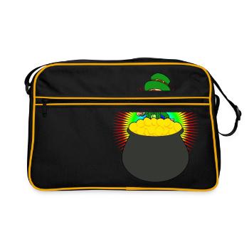 Leprechaun Pot d'or St Patricks Day Lucky - Sac Retro - noir/or - Devant