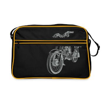 Simson S51 Vintage Lineart Silhouette - Retro Tasche - Schwarz/Gold - Vorne